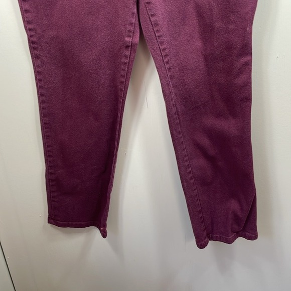 Ladies' Burgundy Colored Denim Ankle‎ Pants - Picture 3 of 12